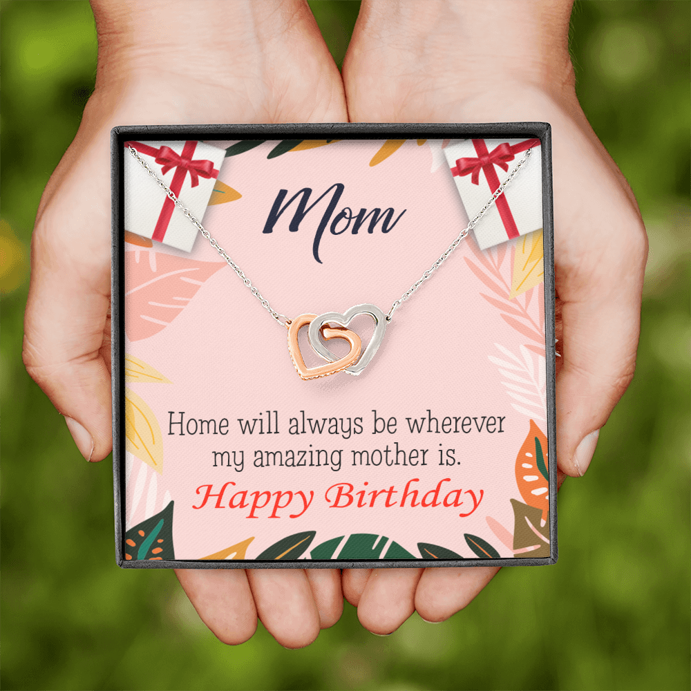 To Mom Birthday Message Home is Mom Inseparable Necklace-Express Your Love Gifts