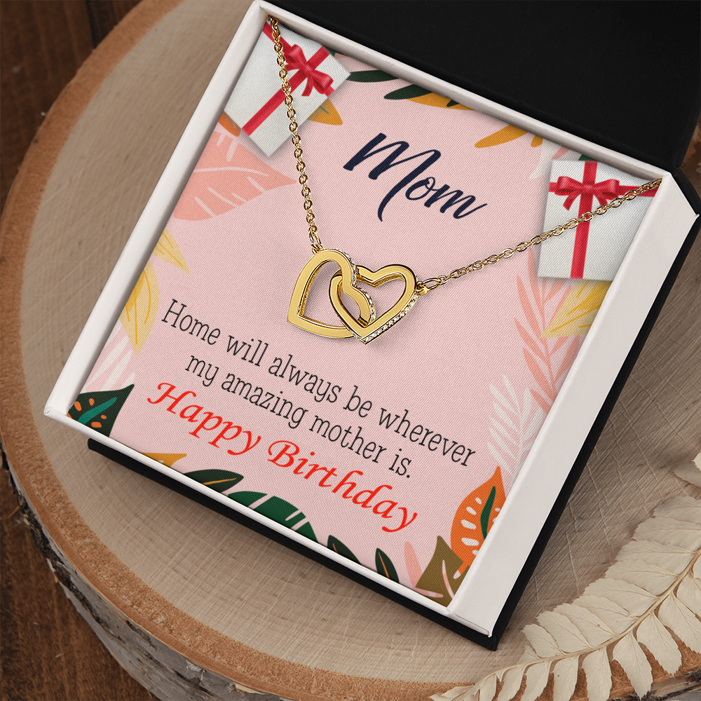 To Mom Birthday Message Home is Mom Inseparable Necklace-Express Your Love Gifts