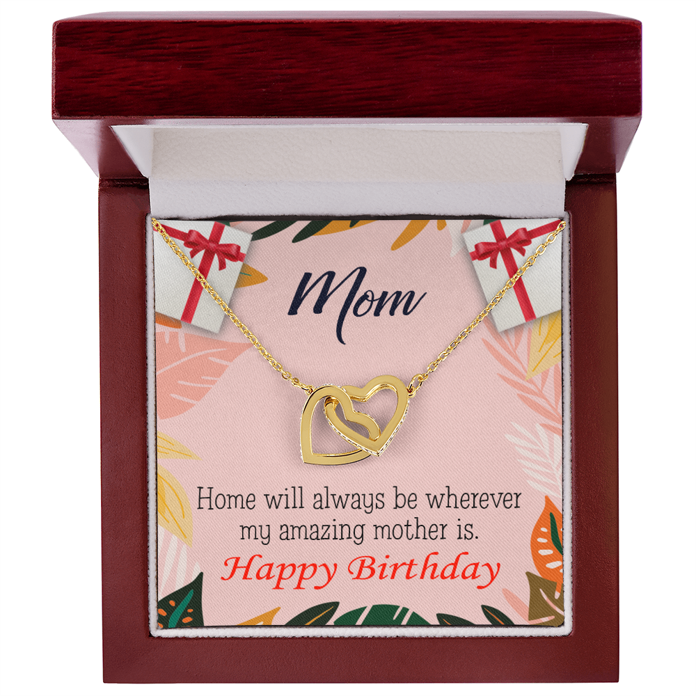 To Mom Birthday Message Home is Mom Inseparable Necklace-Express Your Love Gifts