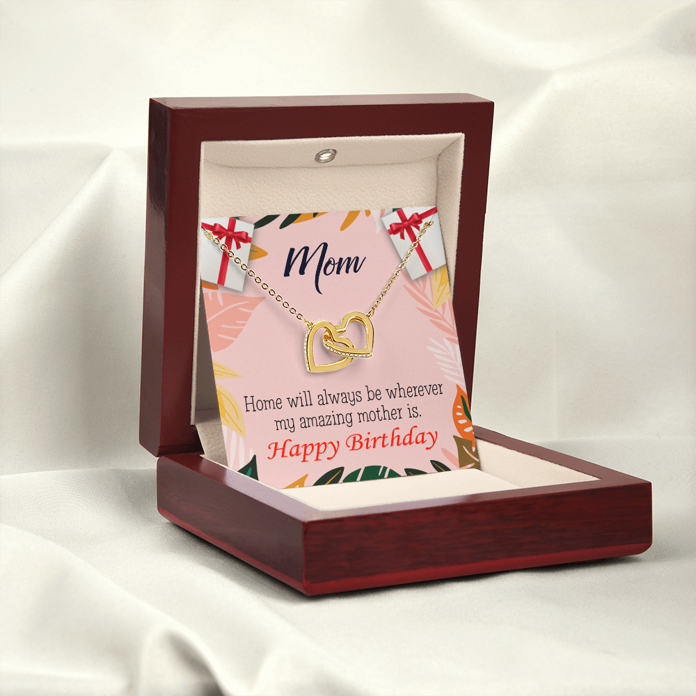 To Mom Birthday Message Home is Mom Inseparable Necklace-Express Your Love Gifts