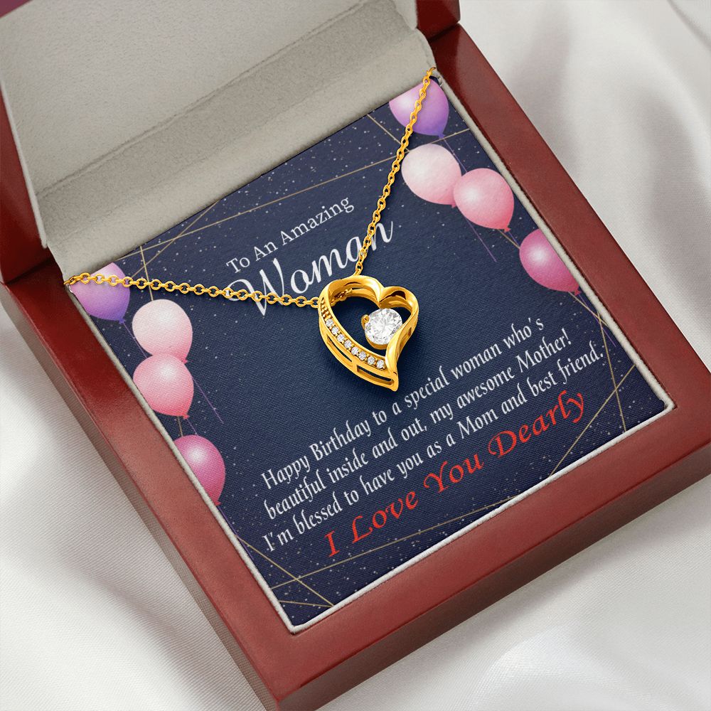 To Mom Birthday Message Mom and Best Friend Forever Necklace w Message Card-Express Your Love Gifts