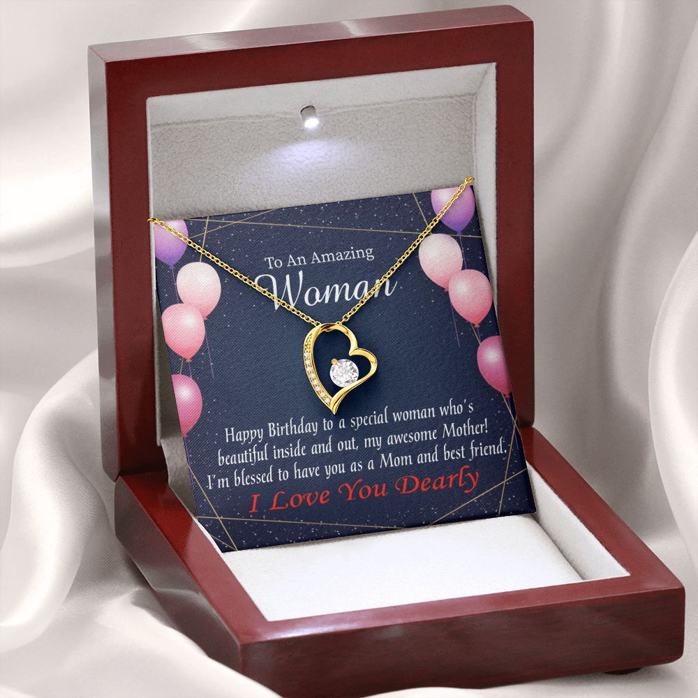 To Mom Birthday Message Mom and Best Friend Forever Necklace w Message Card-Express Your Love Gifts