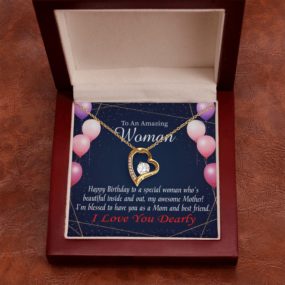 To Mom Birthday Message Mom and Best Friend Forever Necklace w Message Card-Express Your Love Gifts