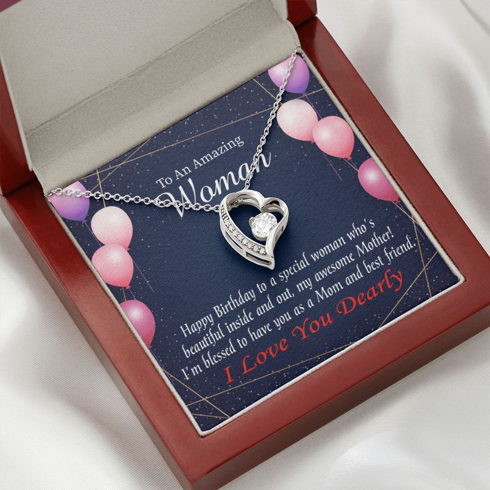 To Mom Birthday Message Mom and Best Friend Forever Necklace w Message Card-Express Your Love Gifts