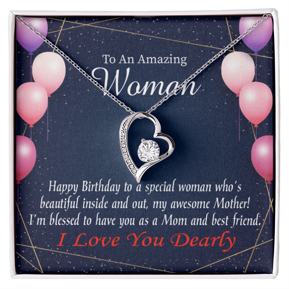 To Mom Birthday Message Mom and Best Friend Forever Necklace w Message Card-Express Your Love Gifts