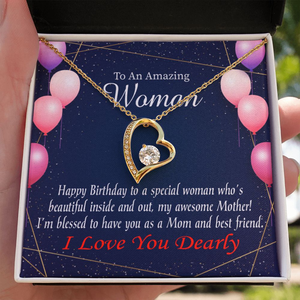 To Mom Birthday Message Mom and Best Friend Forever Necklace w Message Card-Express Your Love Gifts
