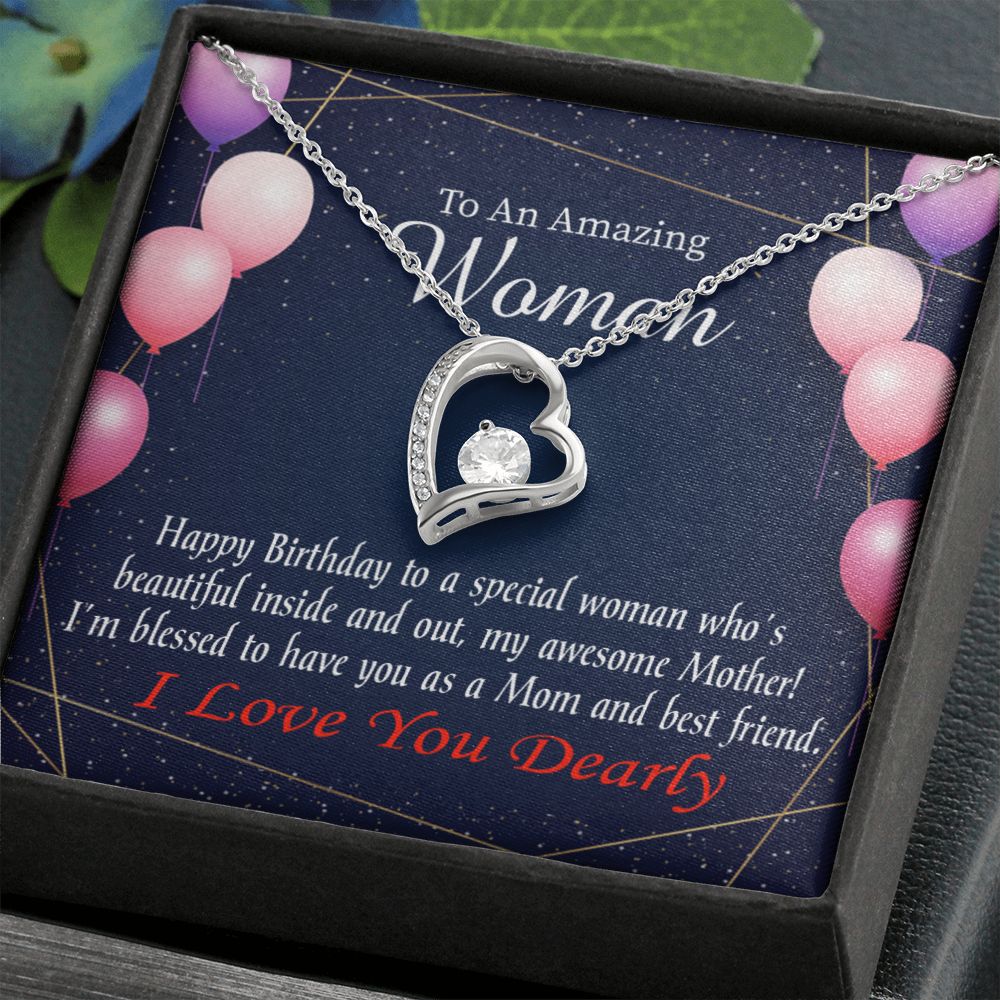 To Mom Birthday Message Mom and Best Friend Forever Necklace w Message Card-Express Your Love Gifts