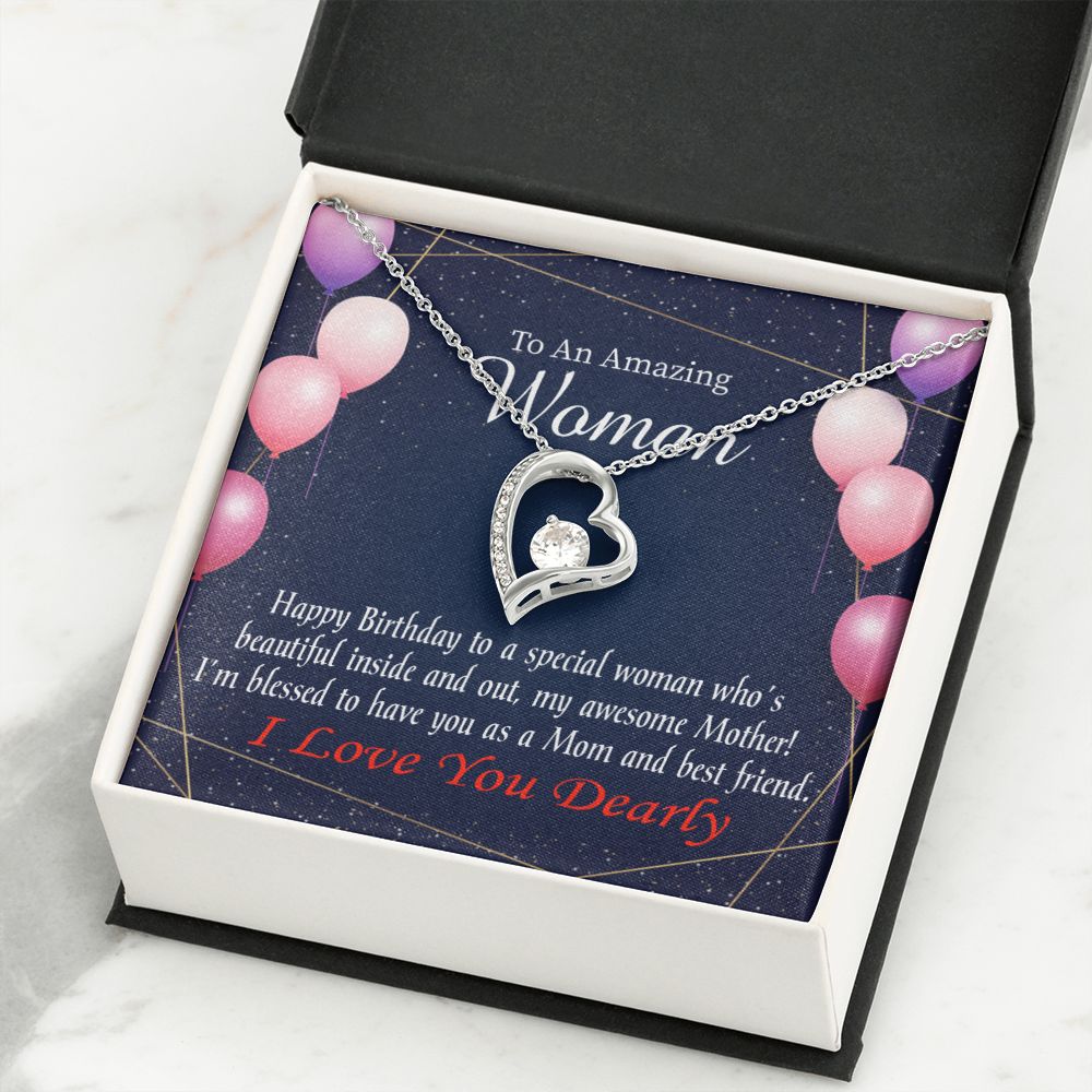 To Mom Birthday Message Mom and Best Friend Forever Necklace w Message Card-Express Your Love Gifts