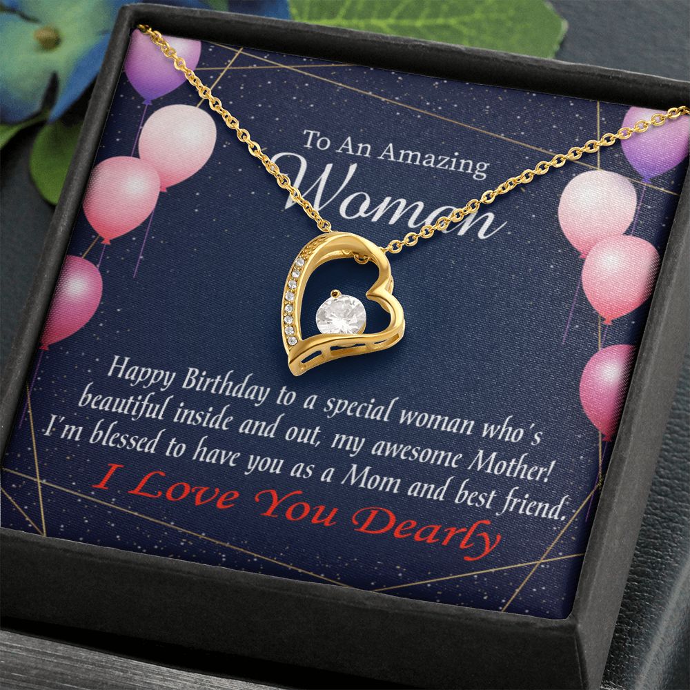 To Mom Birthday Message Mom and Best Friend Forever Necklace w Message Card-Express Your Love Gifts