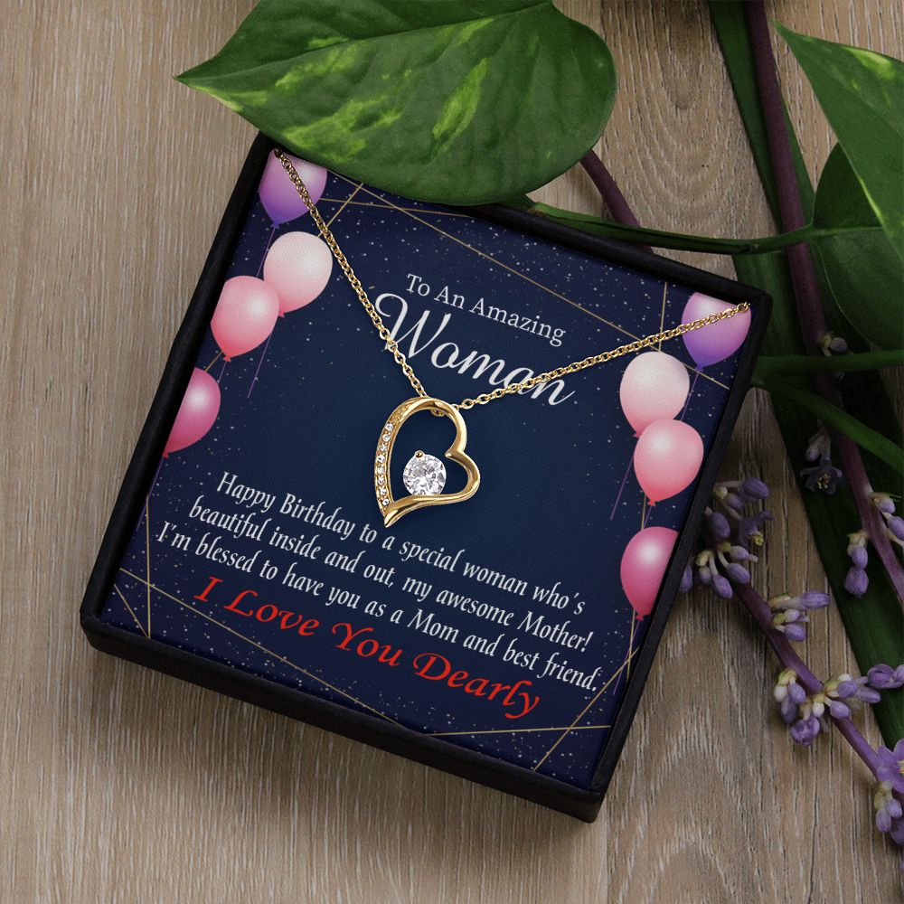 To Mom Birthday Message Mom and Best Friend Forever Necklace w Message Card-Express Your Love Gifts