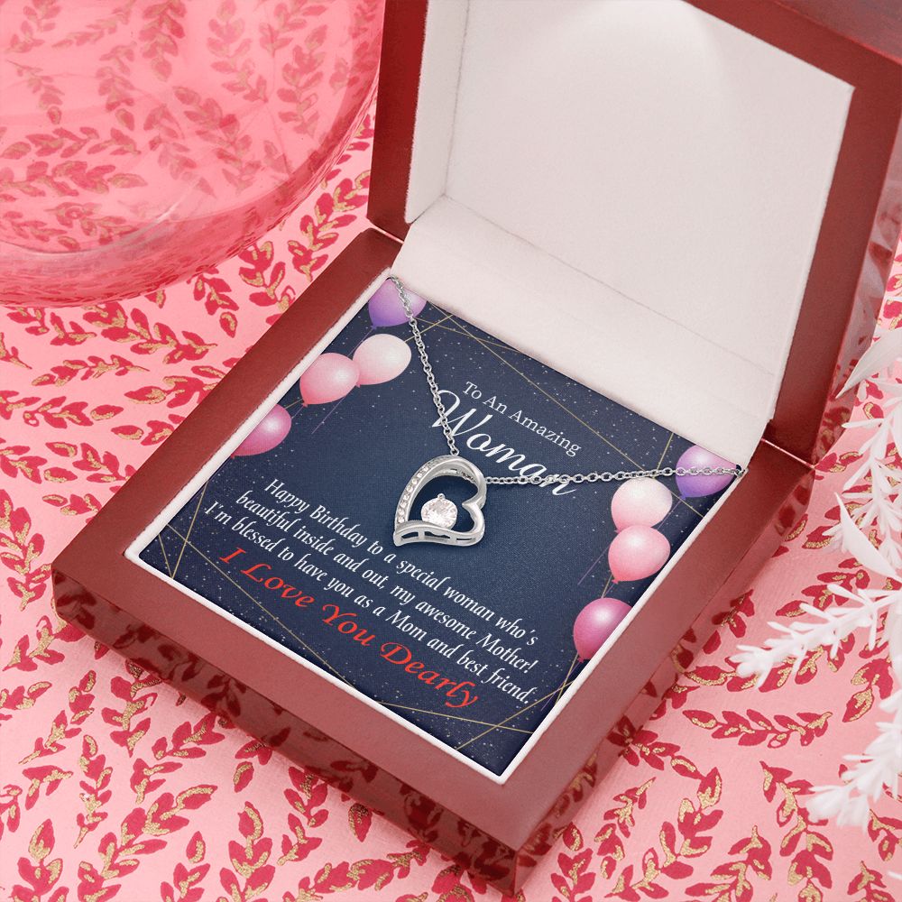 To Mom Birthday Message Mom and Best Friend Forever Necklace w Message Card-Express Your Love Gifts