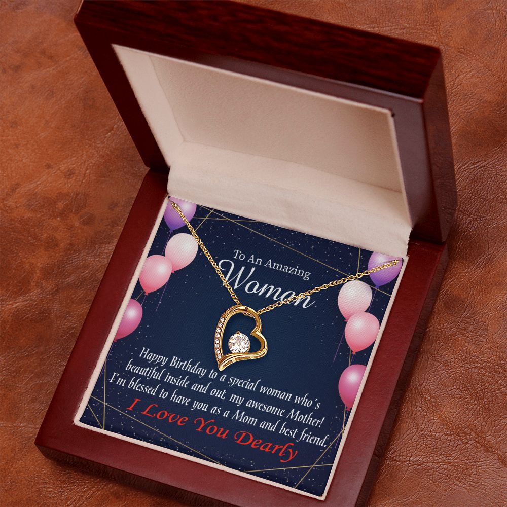 To Mom Birthday Message Mom and Best Friend Forever Necklace w Message Card-Express Your Love Gifts