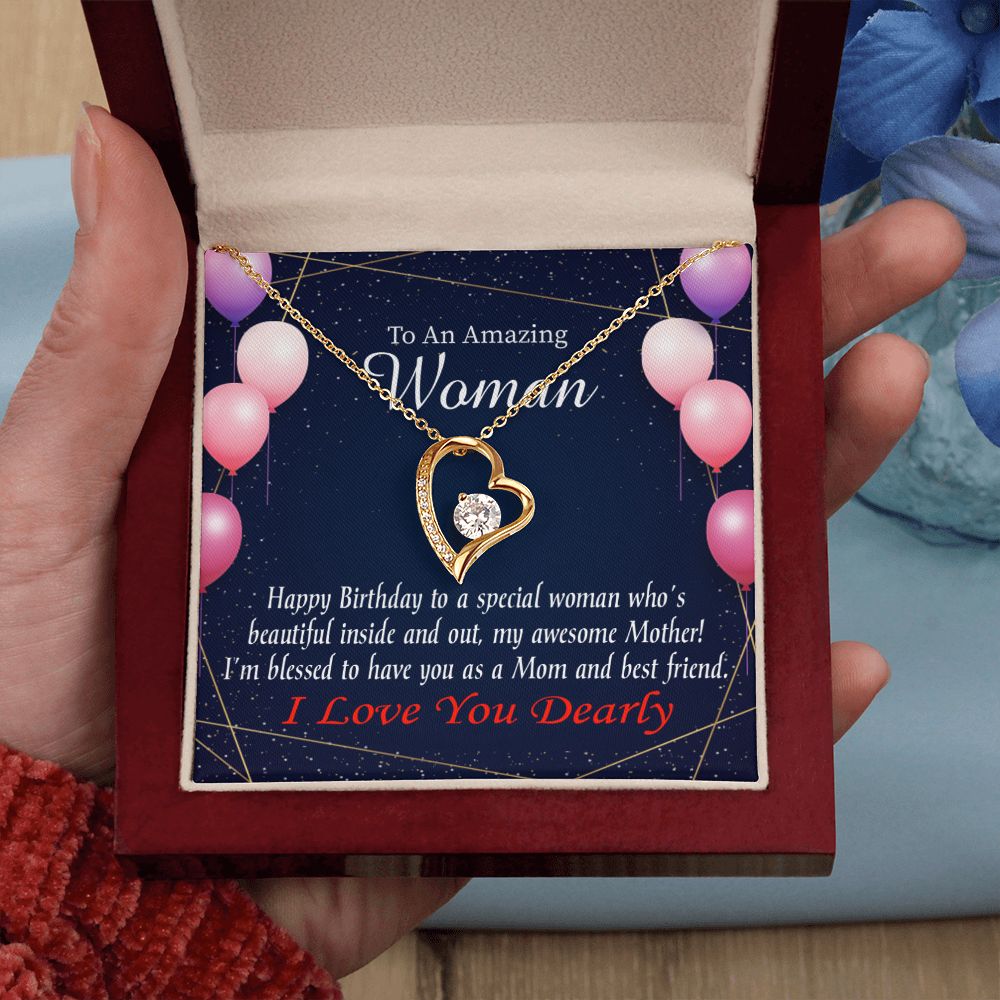 To Mom Birthday Message Mom and Best Friend Forever Necklace w Message Card-Express Your Love Gifts