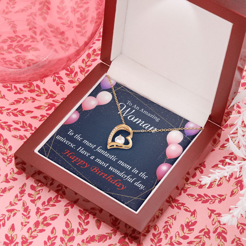 To Mom Birthday Message Most Fantastic Mom Forever Necklace w Message Card-Express Your Love Gifts