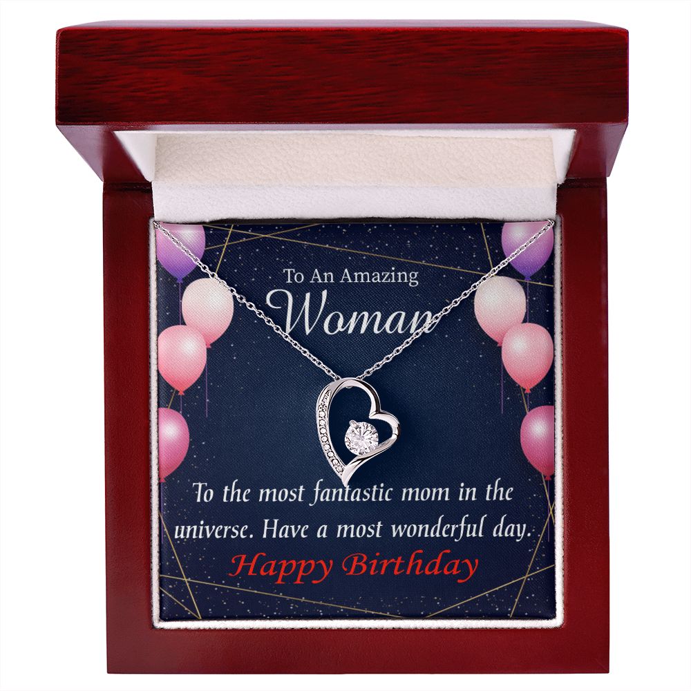 To Mom Birthday Message Most Fantastic Mom Forever Necklace w Message Card-Express Your Love Gifts