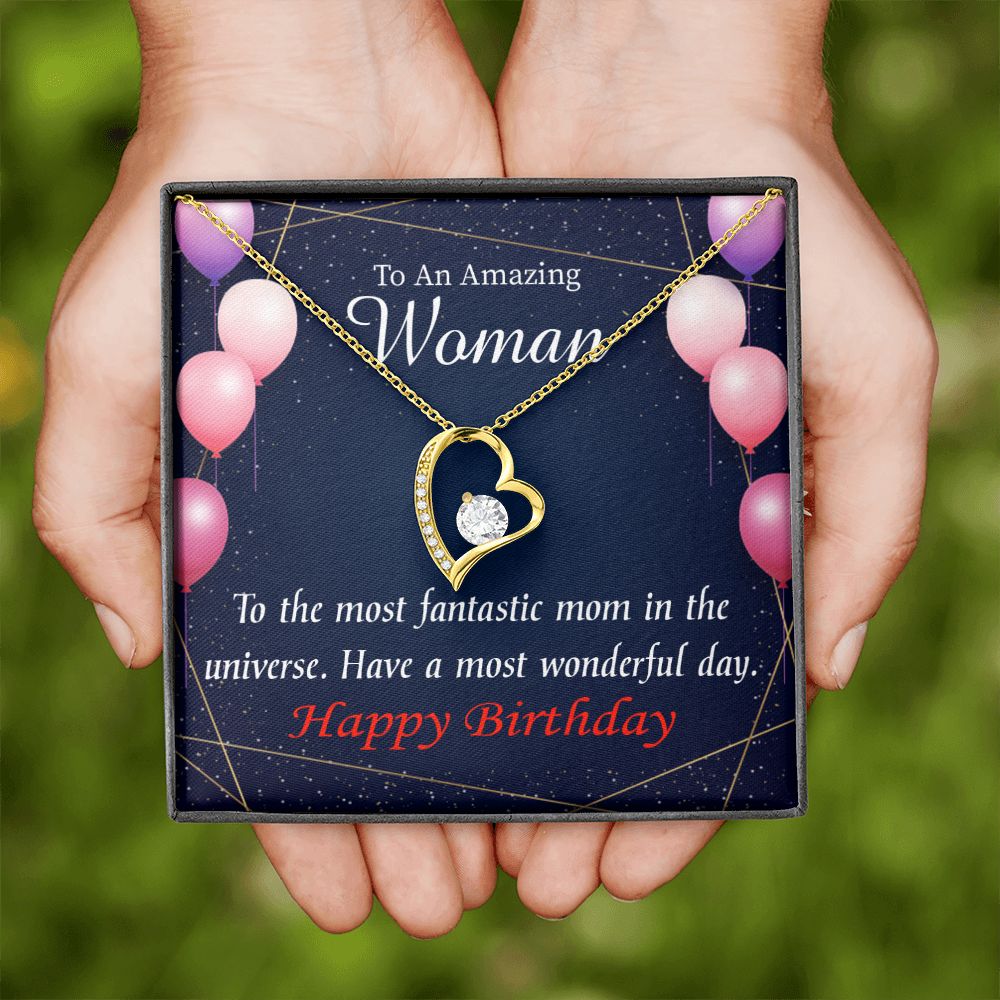 To Mom Birthday Message Most Fantastic Mom Forever Necklace w Message Card-Express Your Love Gifts