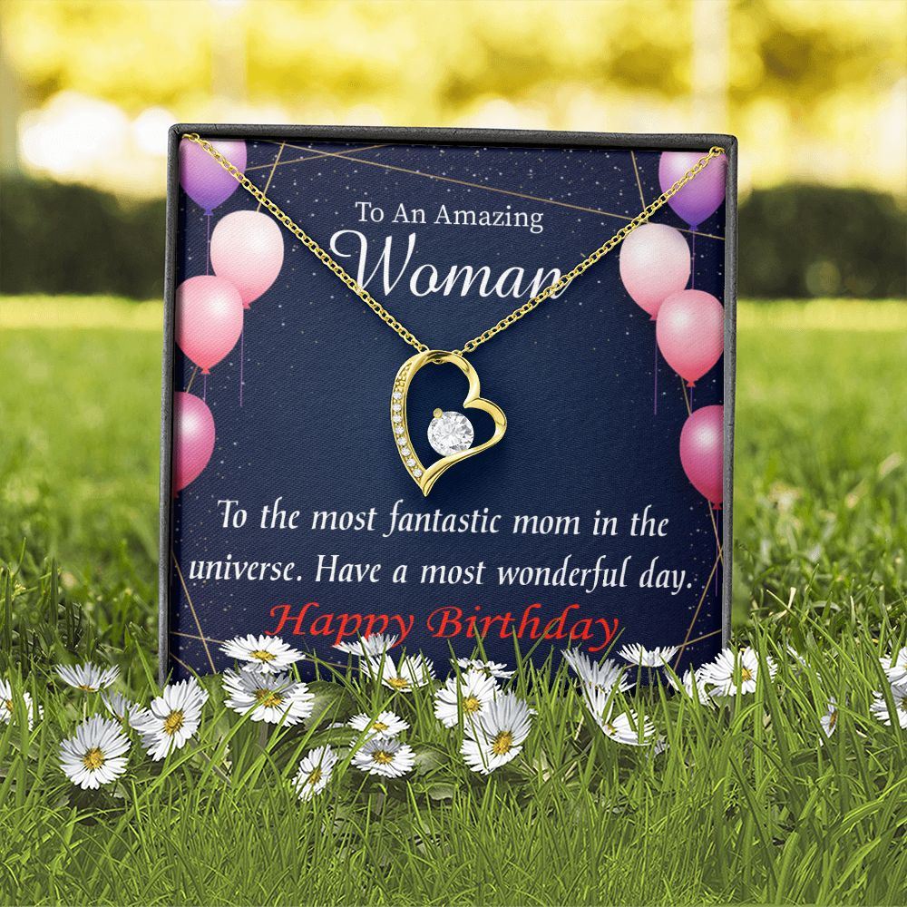 To Mom Birthday Message Most Fantastic Mom Forever Necklace w Message Card-Express Your Love Gifts