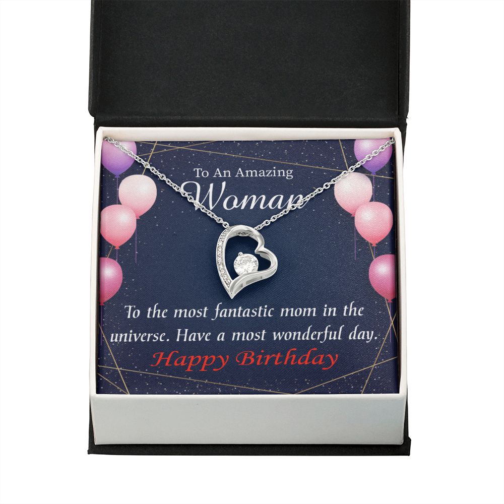 To Mom Birthday Message Most Fantastic Mom Forever Necklace w Message Card-Express Your Love Gifts