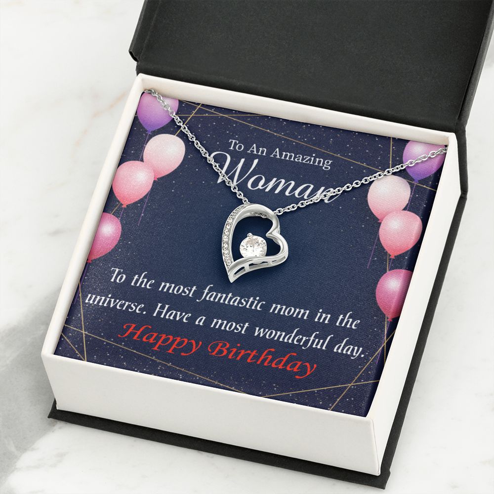 To Mom Birthday Message Most Fantastic Mom Forever Necklace w Message Card-Express Your Love Gifts