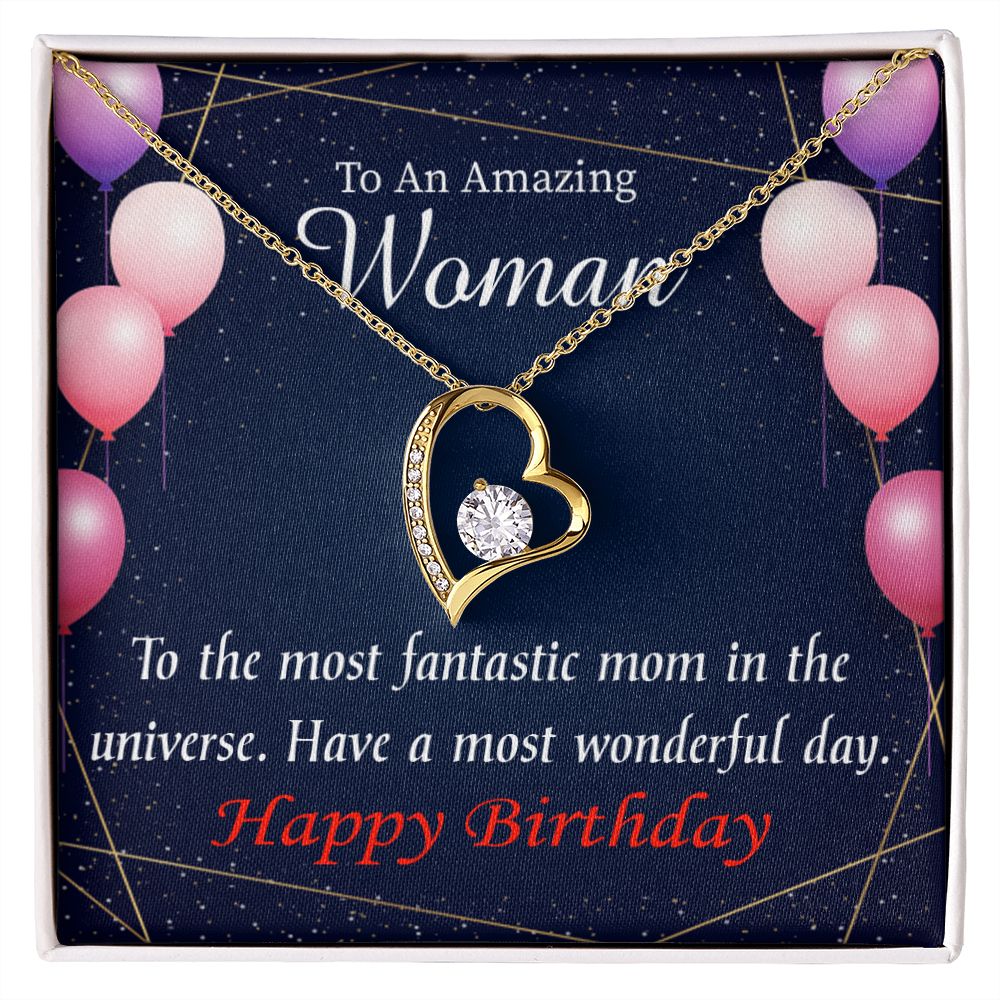 To Mom Birthday Message Most Fantastic Mom Forever Necklace w Message Card-Express Your Love Gifts