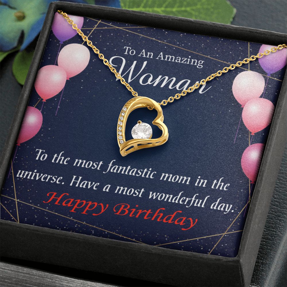 To Mom Birthday Message Most Fantastic Mom Forever Necklace w Message Card-Express Your Love Gifts