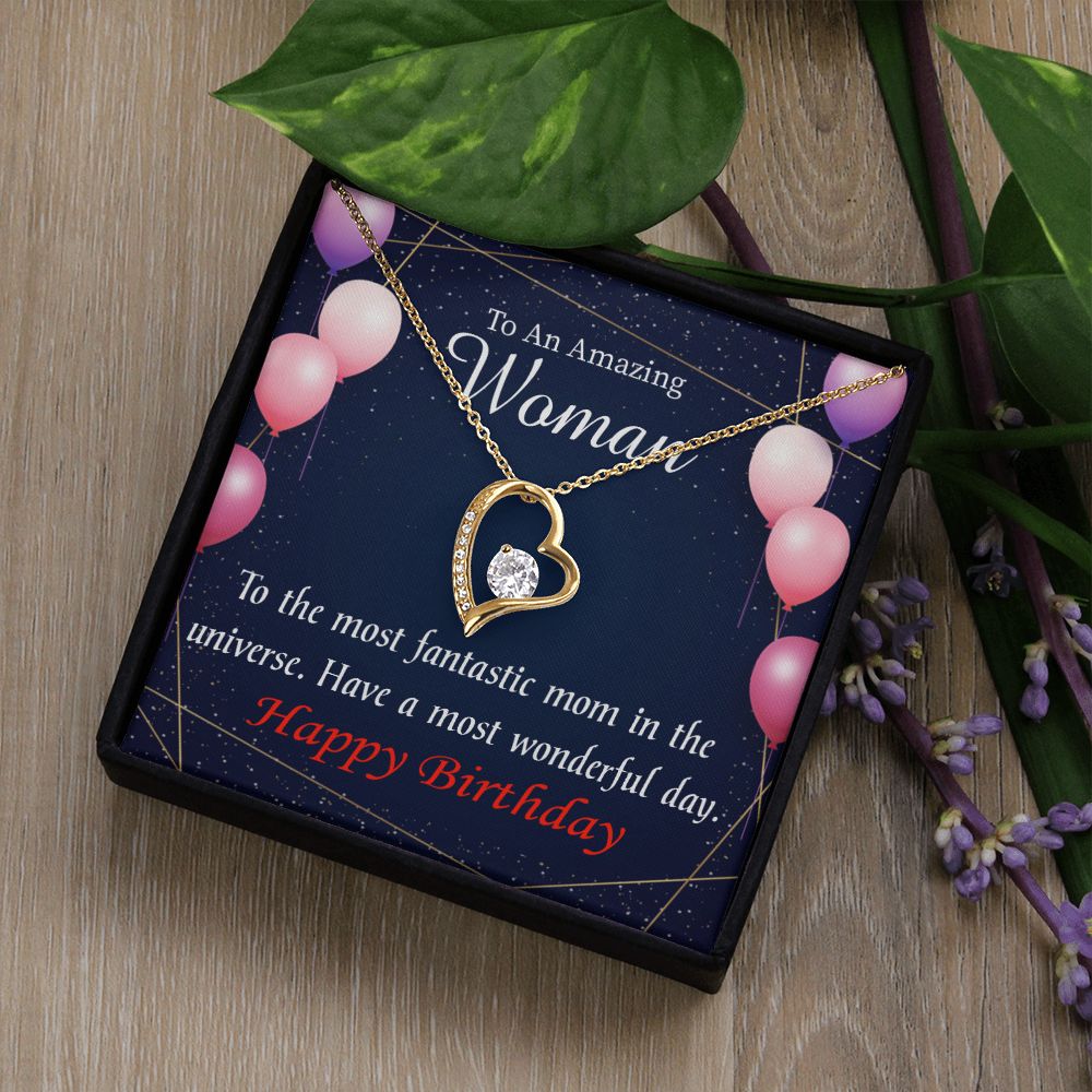 To Mom Birthday Message Most Fantastic Mom Forever Necklace w Message Card-Express Your Love Gifts