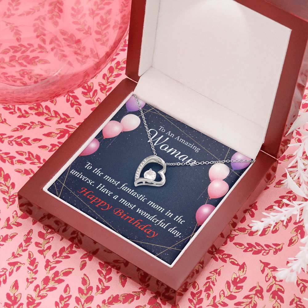 To Mom Birthday Message Most Fantastic Mom Forever Necklace w Message Card-Express Your Love Gifts
