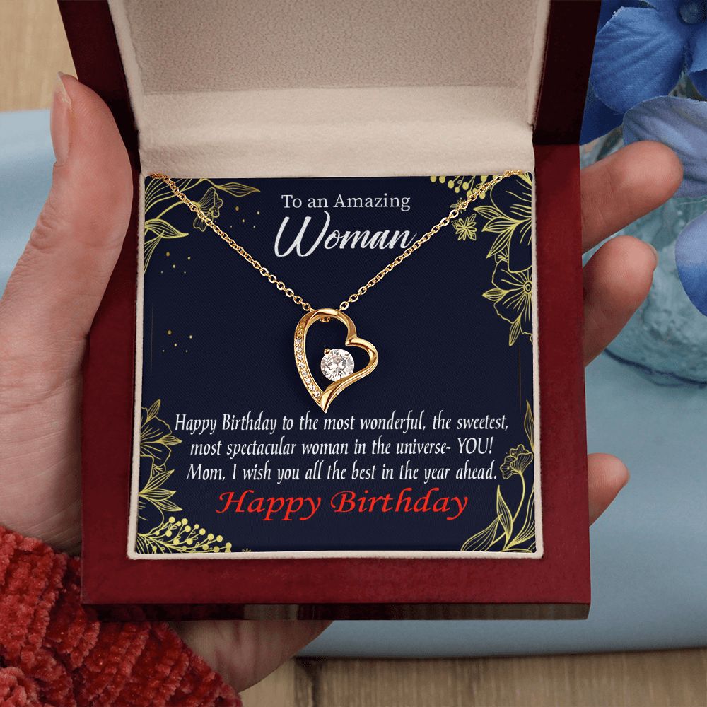 To Mom Birthday Message Spectacular Woman Forever Necklace w Message Card-Express Your Love Gifts