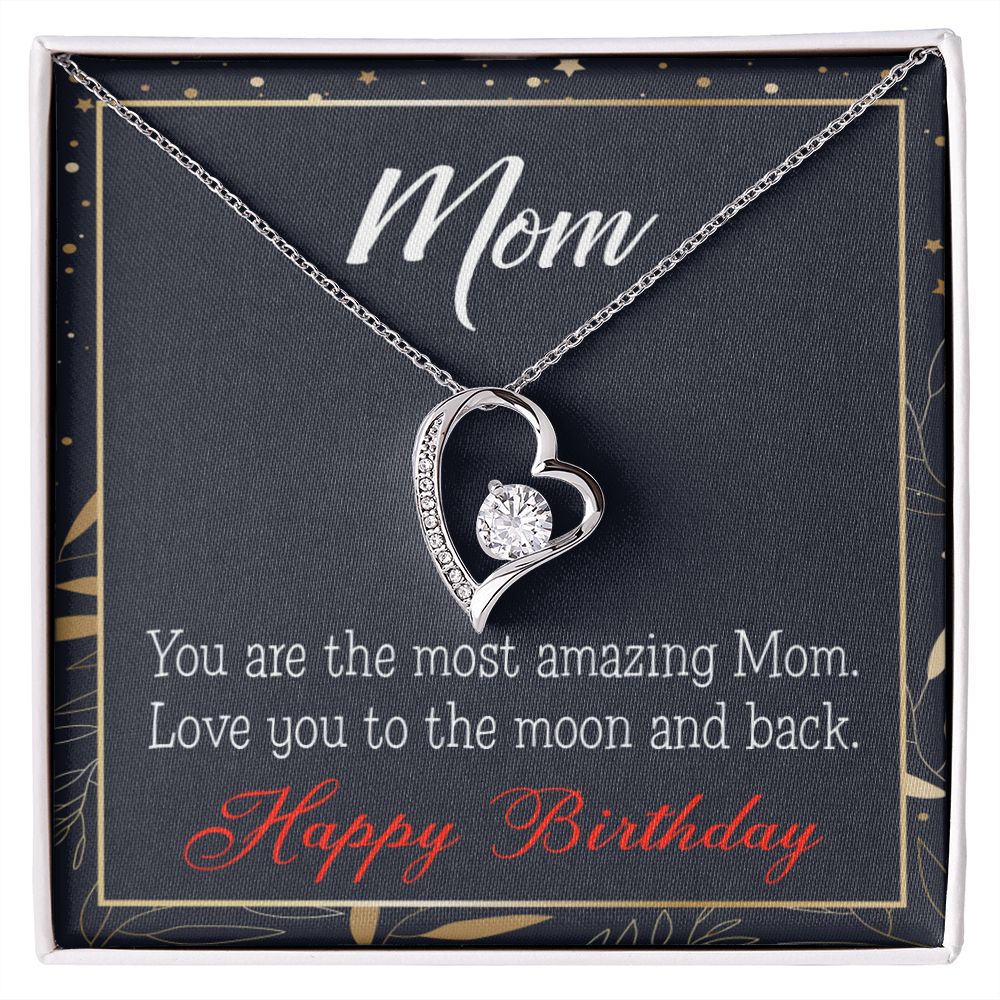 To Mom Birthday Message To the Moon and Back Forever Necklace w Message Card-Express Your Love Gifts