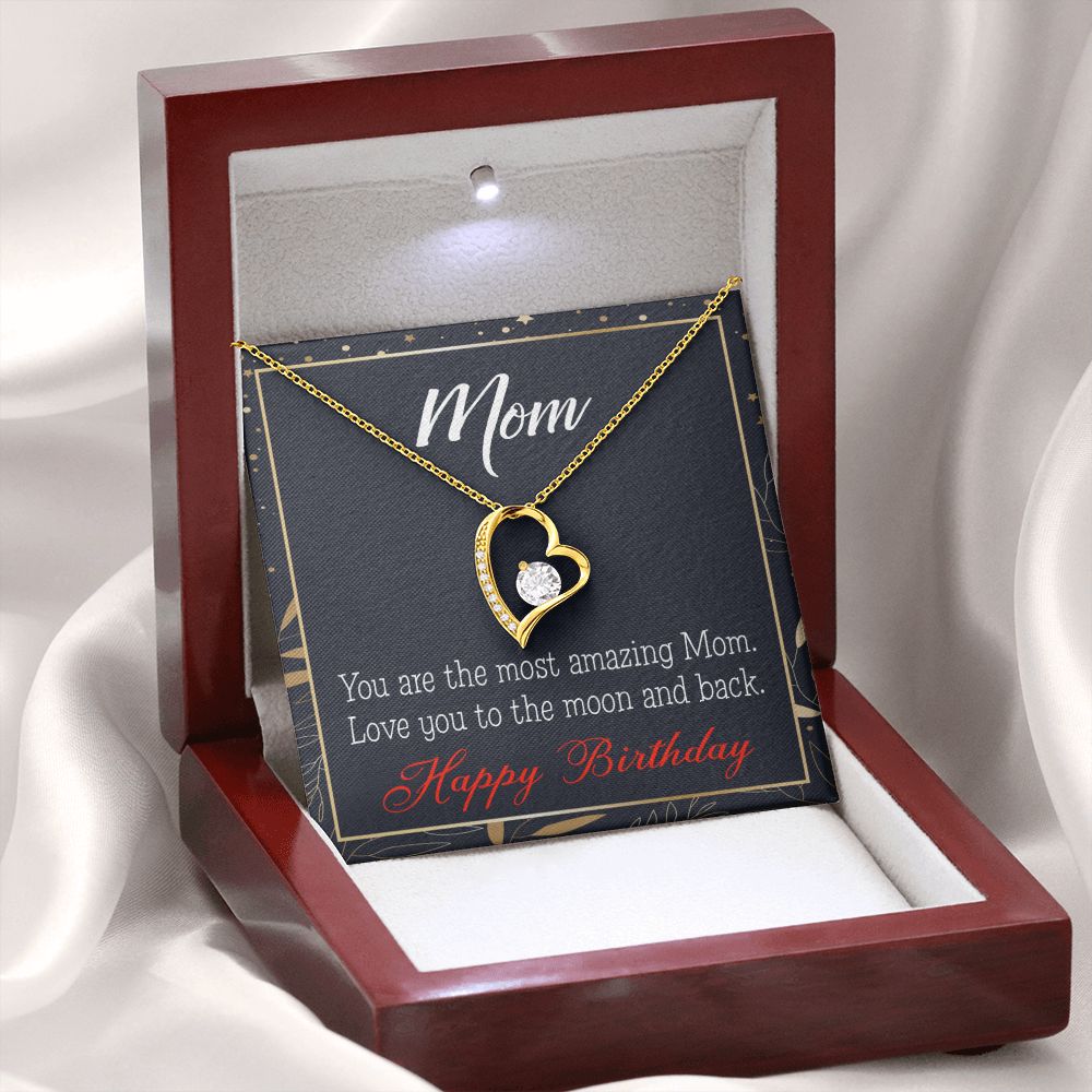 To Mom Birthday Message To the Moon and Back Forever Necklace w Message Card-Express Your Love Gifts