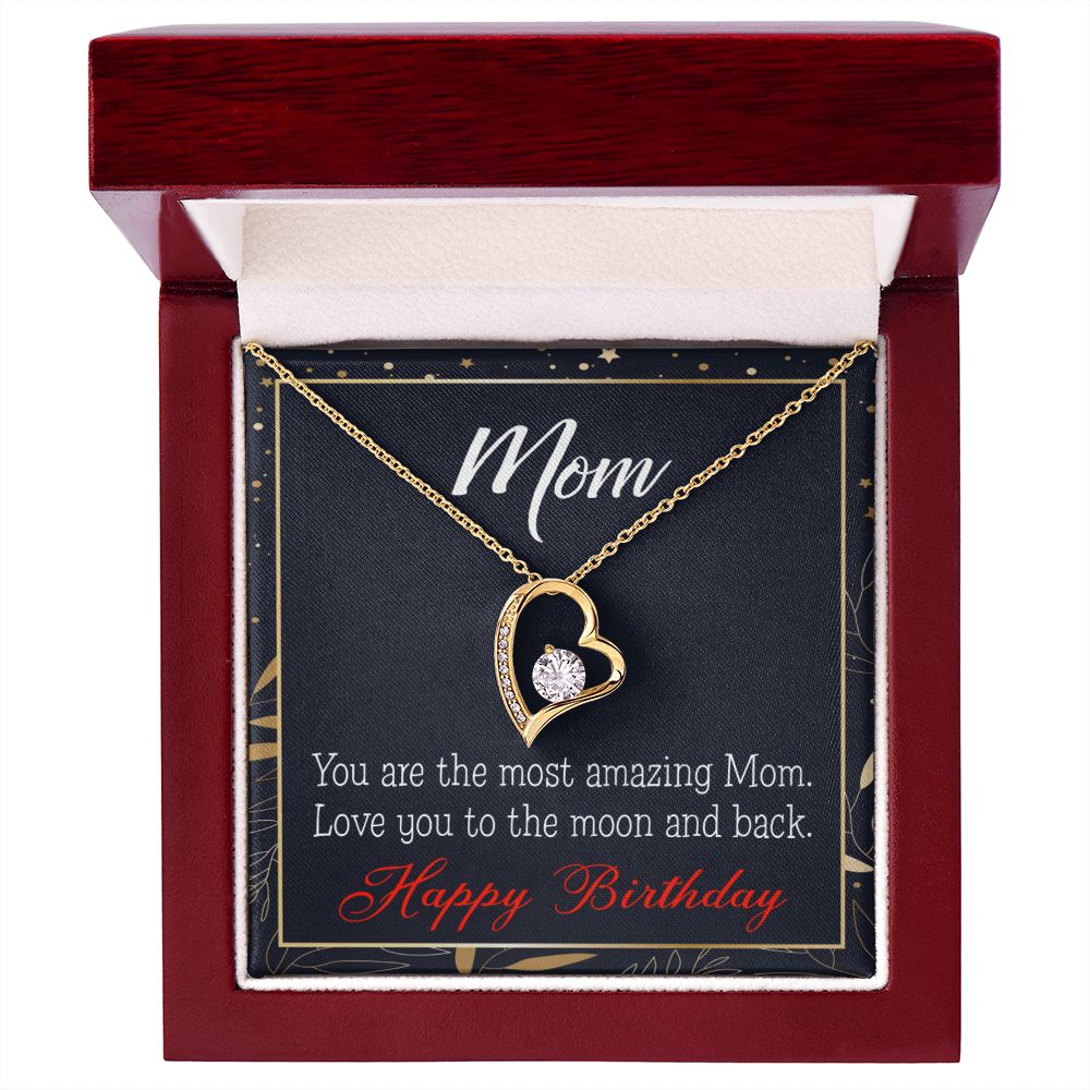 To Mom Birthday Message To the Moon and Back Forever Necklace w Message Card-Express Your Love Gifts
