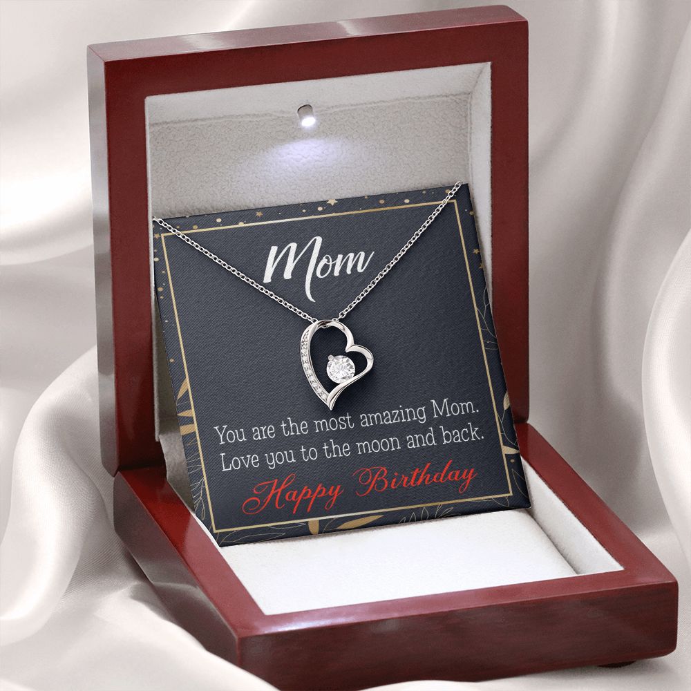 To Mom Birthday Message To the Moon and Back Forever Necklace w Message Card-Express Your Love Gifts