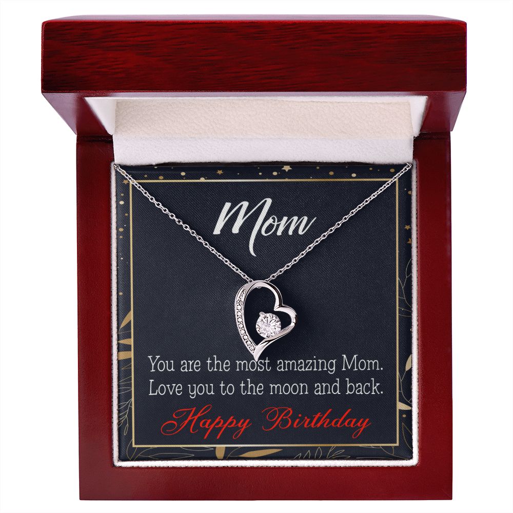 To Mom Birthday Message To the Moon and Back Forever Necklace w Message Card-Express Your Love Gifts
