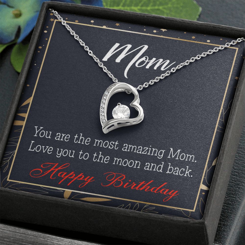 To Mom Birthday Message To the Moon and Back Forever Necklace w Message Card-Express Your Love Gifts
