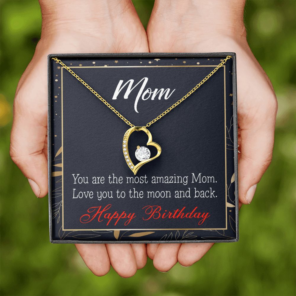 To Mom Birthday Message To the Moon and Back Forever Necklace w Message Card-Express Your Love Gifts