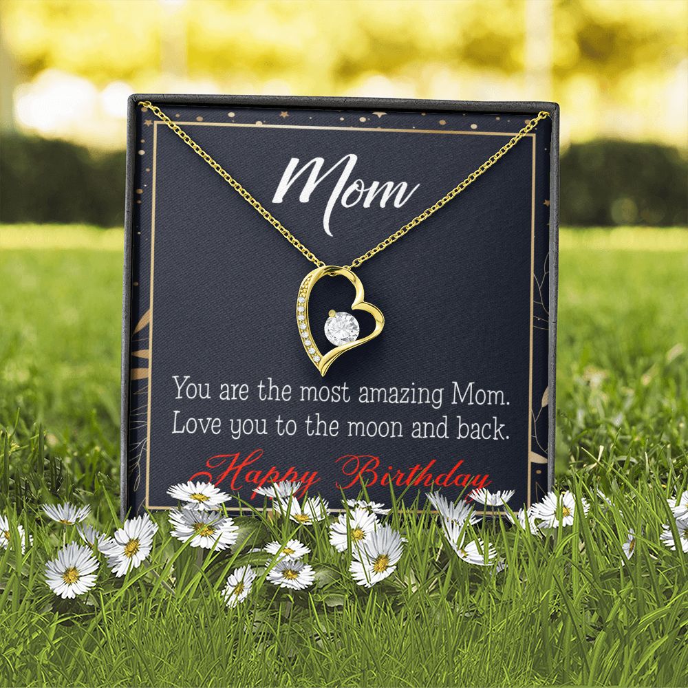 To Mom Birthday Message To the Moon and Back Forever Necklace w Message Card-Express Your Love Gifts
