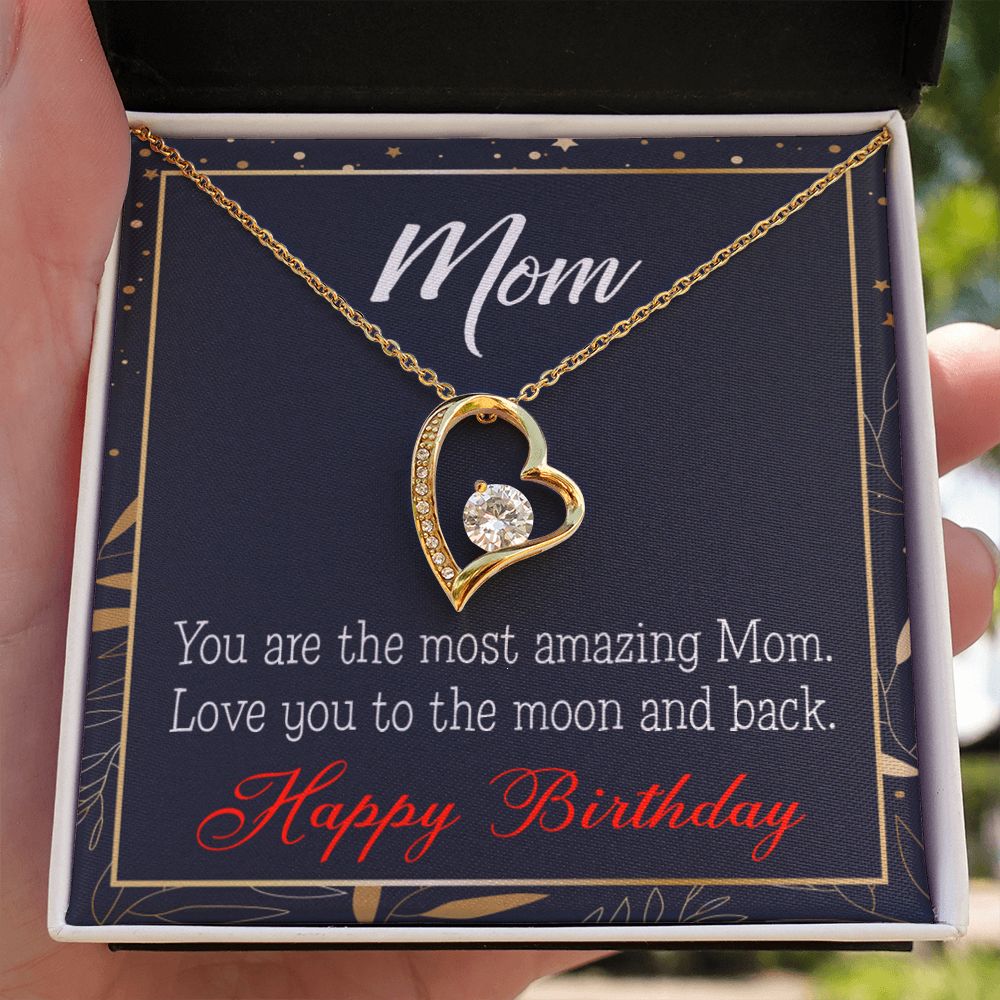 To Mom Birthday Message To the Moon and Back Forever Necklace w Message Card-Express Your Love Gifts
