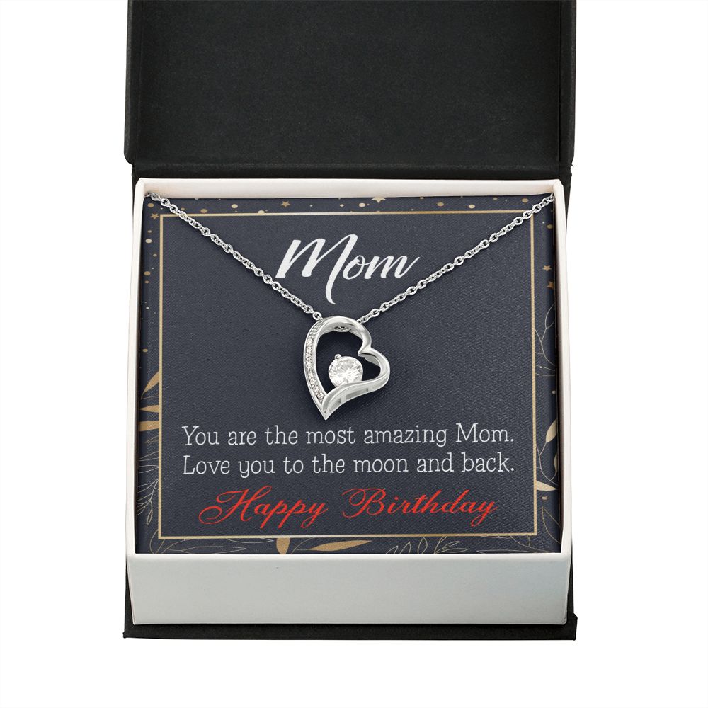To Mom Birthday Message To the Moon and Back Forever Necklace w Message Card-Express Your Love Gifts