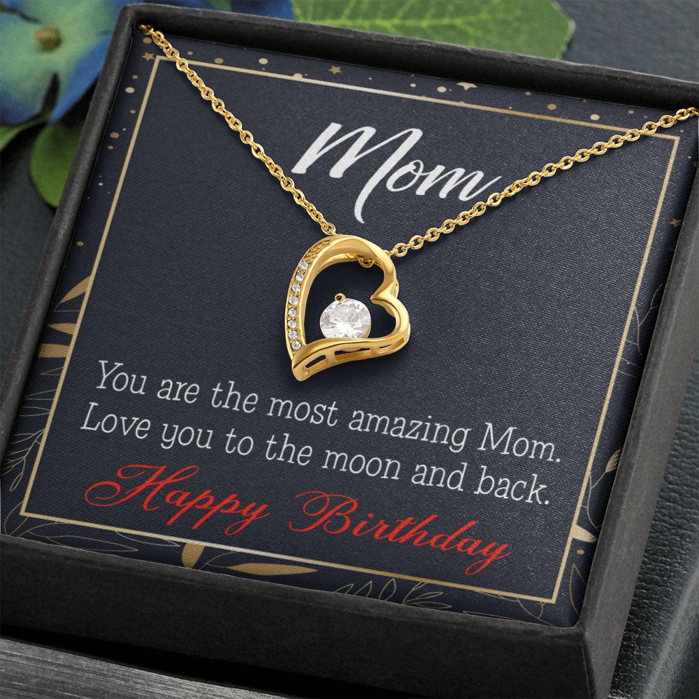 To Mom Birthday Message To the Moon and Back Forever Necklace w Message Card-Express Your Love Gifts