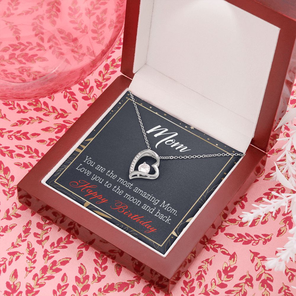 To Mom Birthday Message To the Moon and Back Forever Necklace w Message Card-Express Your Love Gifts