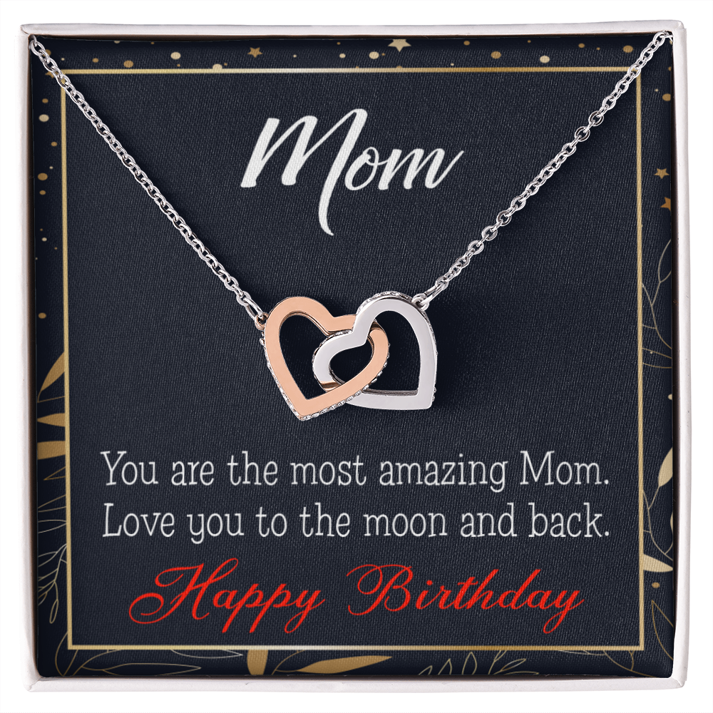 To Mom Birthday Message To the Moon and Back Inseparable Necklace-Express Your Love Gifts