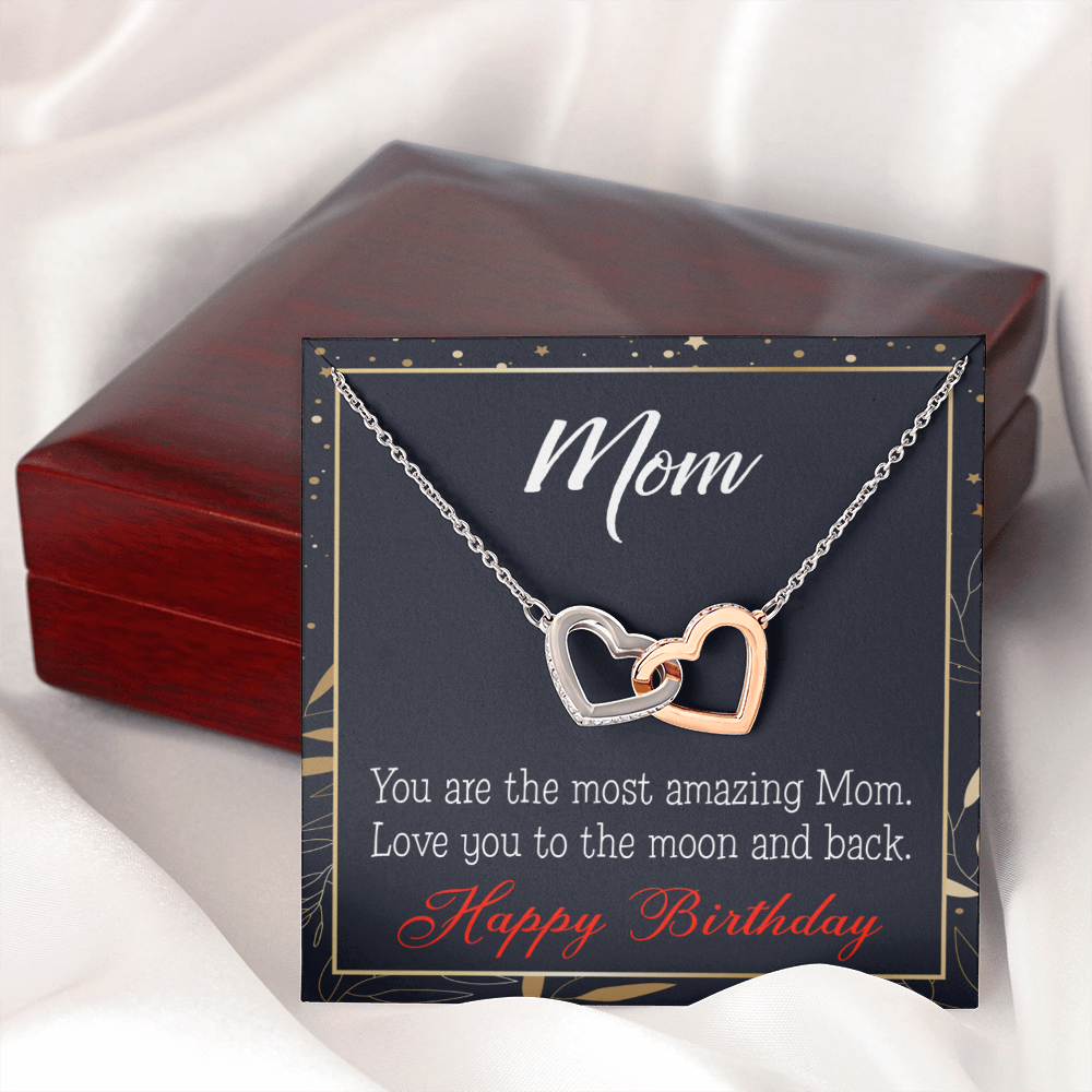 To Mom Birthday Message To the Moon and Back Inseparable Necklace-Express Your Love Gifts