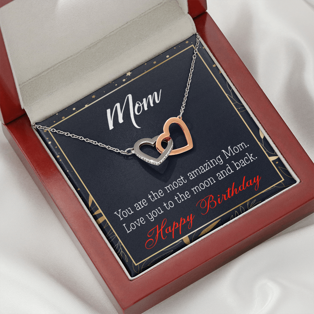 To Mom Birthday Message To the Moon and Back Inseparable Necklace-Express Your Love Gifts