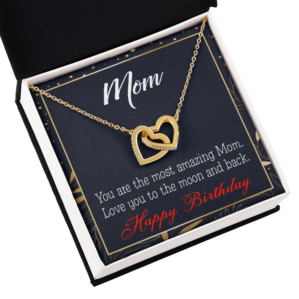 To Mom Birthday Message To the Moon and Back Inseparable Necklace-Express Your Love Gifts