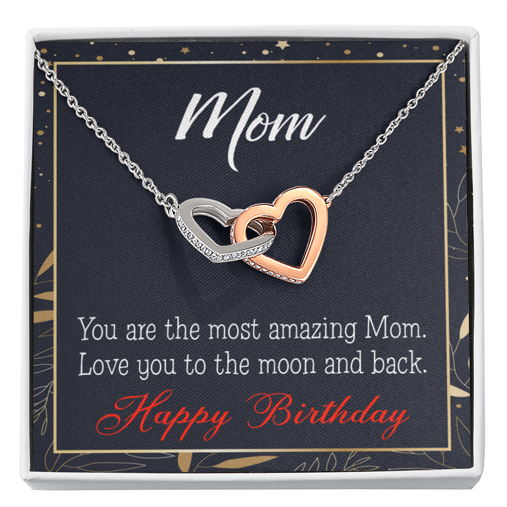 To Mom Birthday Message To the Moon and Back Inseparable Necklace-Express Your Love Gifts