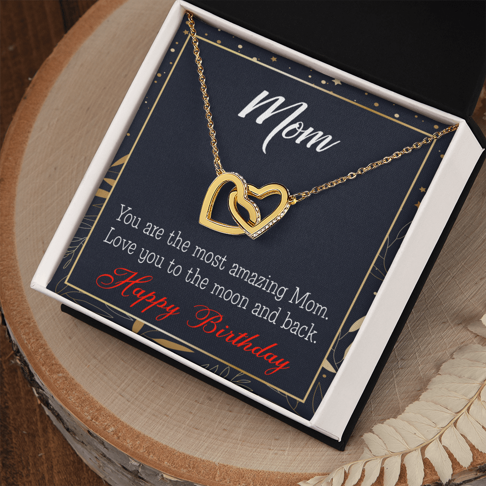 To Mom Birthday Message To the Moon and Back Inseparable Necklace-Express Your Love Gifts