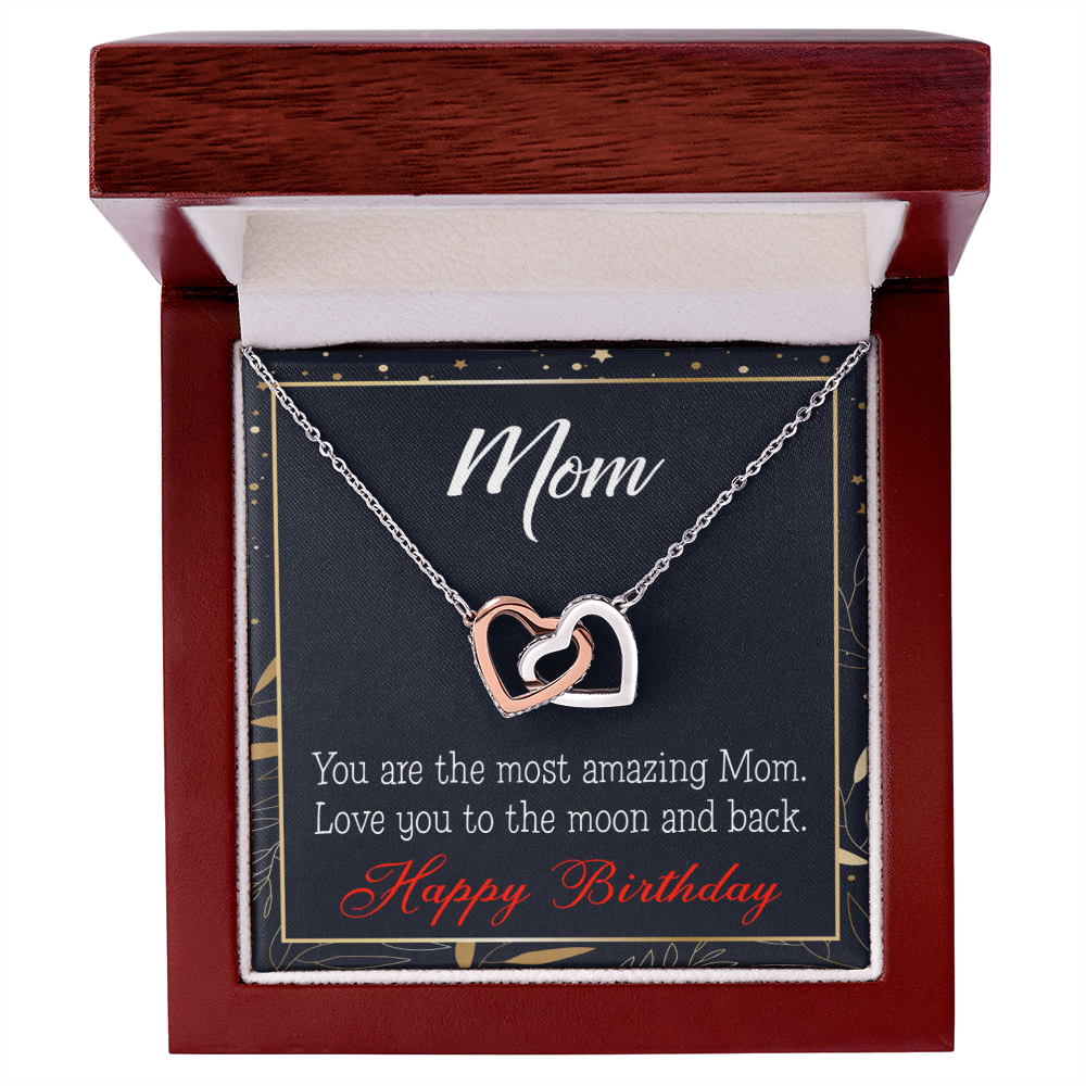 To Mom Birthday Message To the Moon and Back Inseparable Necklace-Express Your Love Gifts