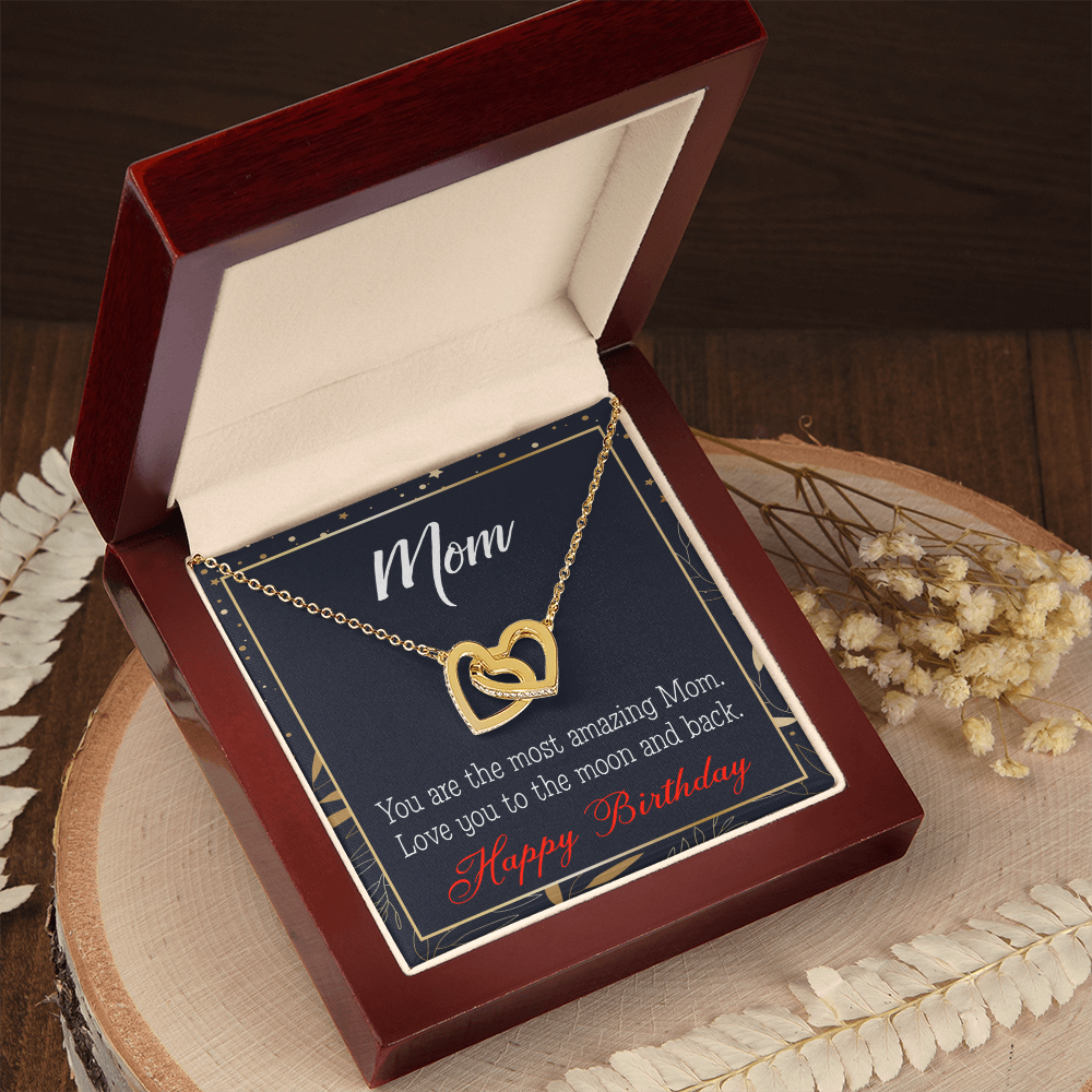 To Mom Birthday Message To the Moon and Back Inseparable Necklace-Express Your Love Gifts