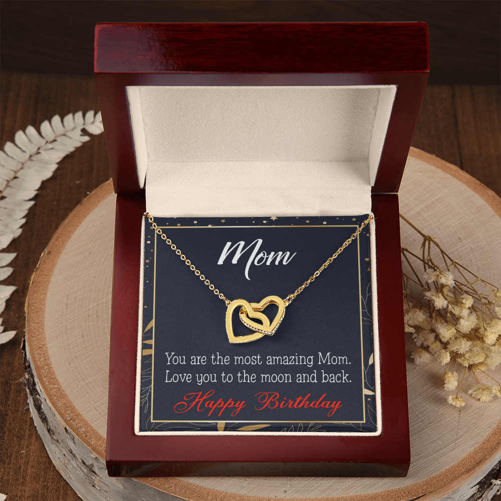 To Mom Birthday Message To the Moon and Back Inseparable Necklace-Express Your Love Gifts