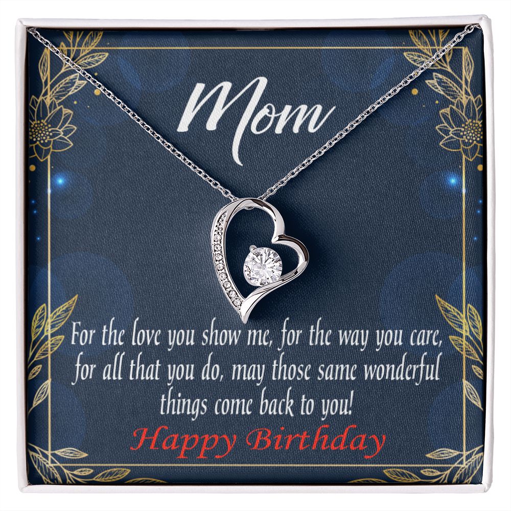 To Mom Birthday Message Wonderful Things Forever Necklace w Message Card-Express Your Love Gifts
